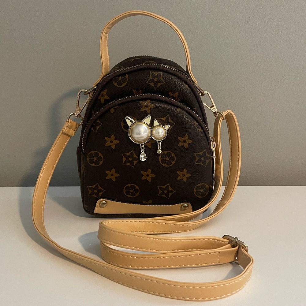 Brown Designer Mini Backpack